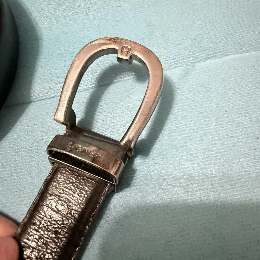 Womens Aigner Black Belt Skinny Vintage